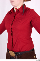  Photos Woman in Cowboy suit 1 Cowboy historical clothing red shirt upper body 0002.jpg